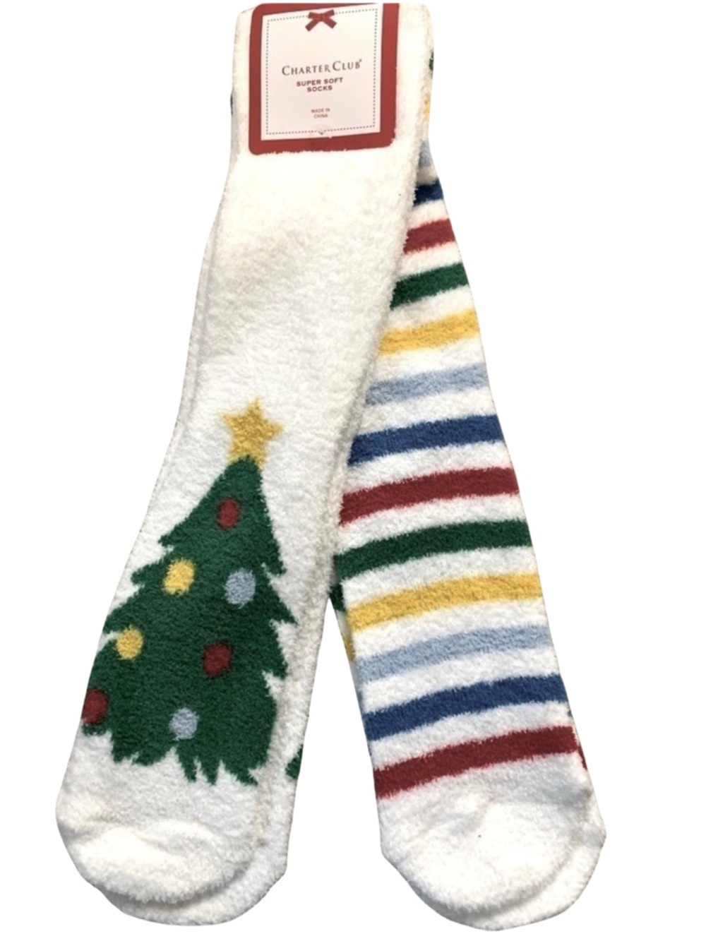 NWT 2 pair Charter Club‎ Women Super Soft Socks Christmas Shoe Size 6-10
